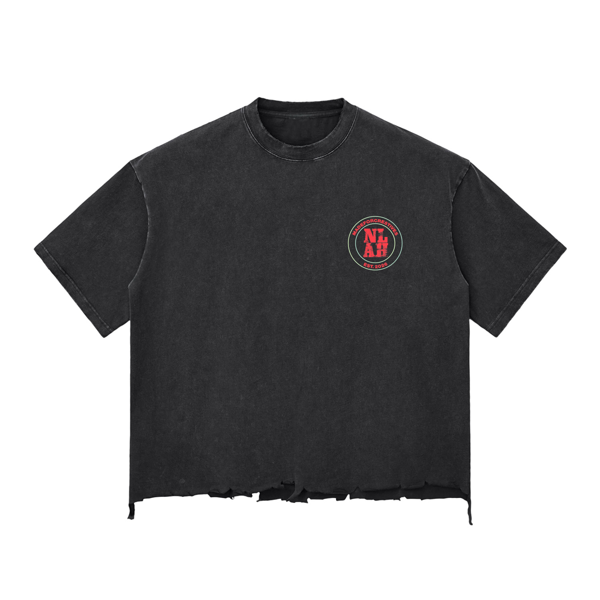 "No Luck All Hu$tle" Raw Edge Box Tee